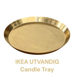 IKEA UTVANDIG UTVÄNDIG Brass Color Metal Candle Dish 16"